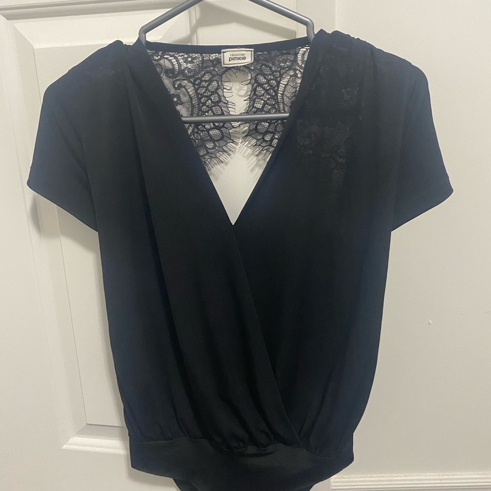 Express Black Lace Accent Bodysuit
